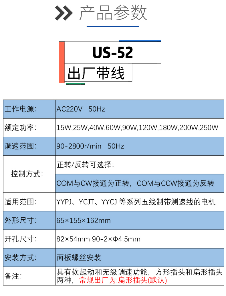 欣灵电气|交流电机调速器 US-52系列 P:AC220V